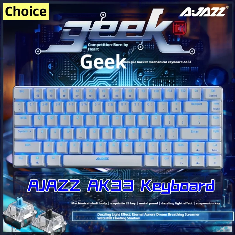 

AJAZZ Ak33 Keyboards 82 Keys Gaming Mechanical Keyboard Wired Red/blue/black Switch Gamer Laptop Backlit Pc keyboard,Black Axis