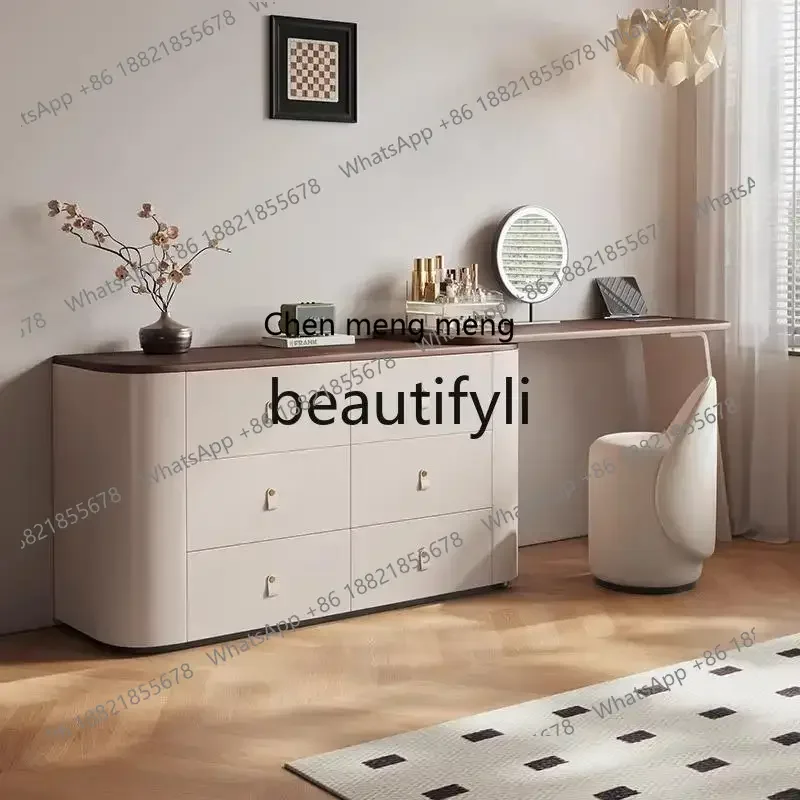 D178  Italian minimalist cream style dresser bedroom storage cabinet integrated high-end solid wood