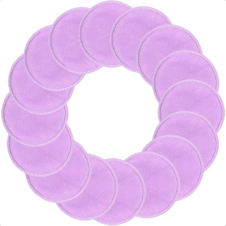 وسادات إزالة المكياج القابلة لإعادة الاستخدام لشفاه عين الوجه 16 عبوة من قفازات تنظيف الوجه المصنوعة من الألياف الدقيقة قابلة للغسل مع حقيبة الغسيل وحقيبة السفر