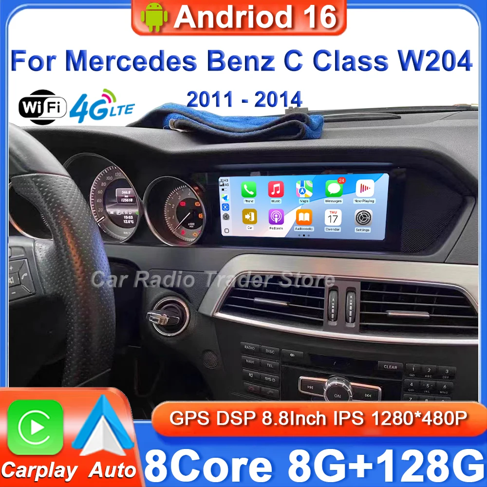 Image of 8,8 "Display Touchscreen Für Mercedes Benz C Klasse W204 2011-2014 NTG 4,5 System 4G BT Android Auto Drahtlose Carplay Auto Radio
