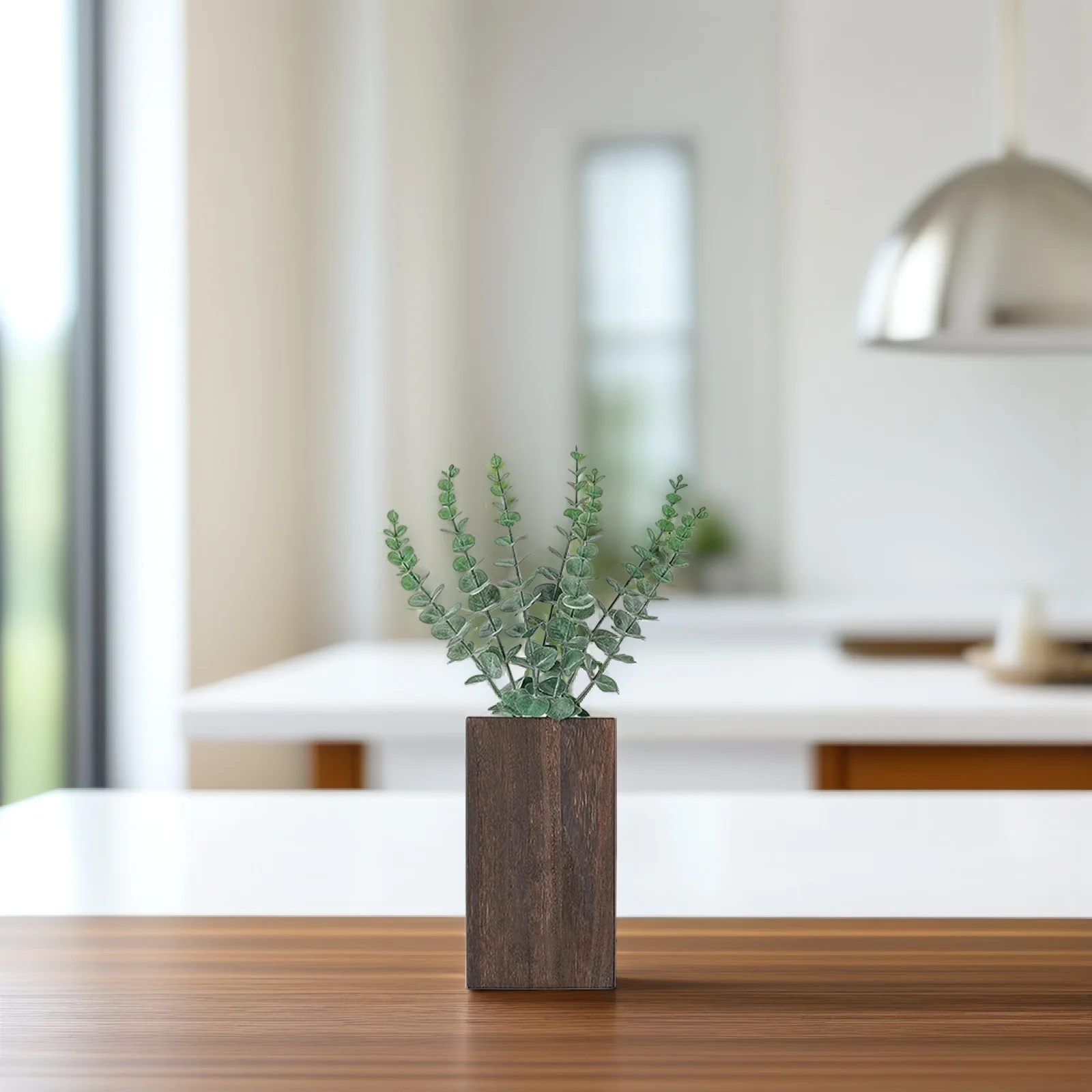 

1Set Wooden Vase Artificial Hanging Plant Basket for Home Decor Realistic Simulation Plants Door Ornament Plants Basket