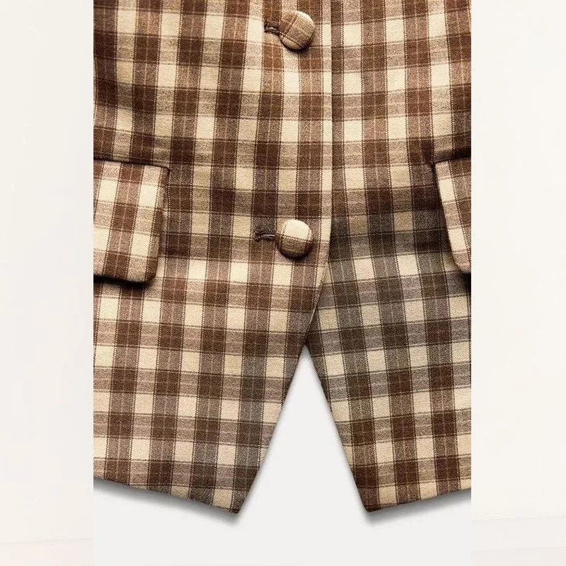 سترة مطبوعة ضيقة مناسبة لفصل الربيع 2025 مجموعة أزياء نسائية مع تنورة مربعة وسراويل من ماركة Z بدون أكمام مجموعة أنيقة #3