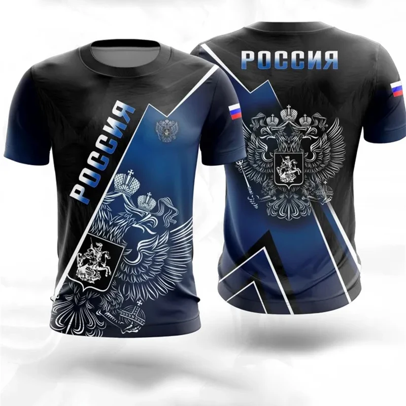 Russian Coat Of Arms T-shirt For Men\'s Clothes Camouflage Outdoor Sport Wear T Shirts Pride Short Sleeve Tee Top Summer 2025