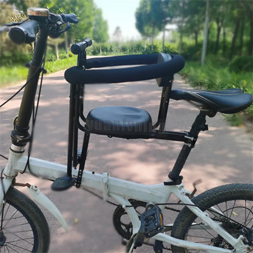 Asiento de barandilla de seguridad ajustable para niños, sillín delantero para bebé, pedales de pie para bicicleta eléctrica