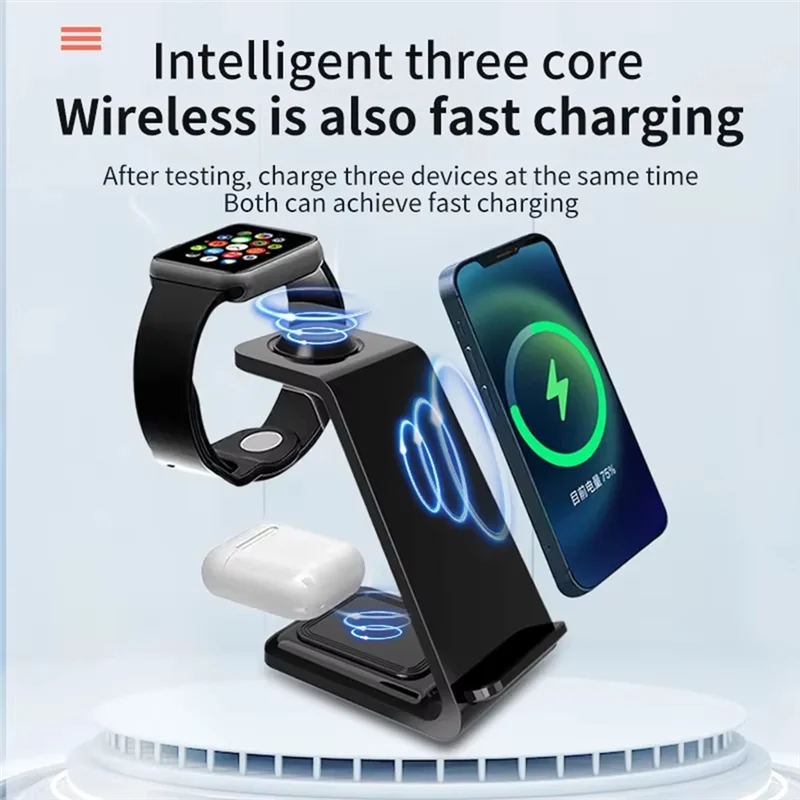 -A96Z 100W Wireless Charger 3 In 1 Stand Dock For Watch Pods Phone Induction Fast Charging Station
