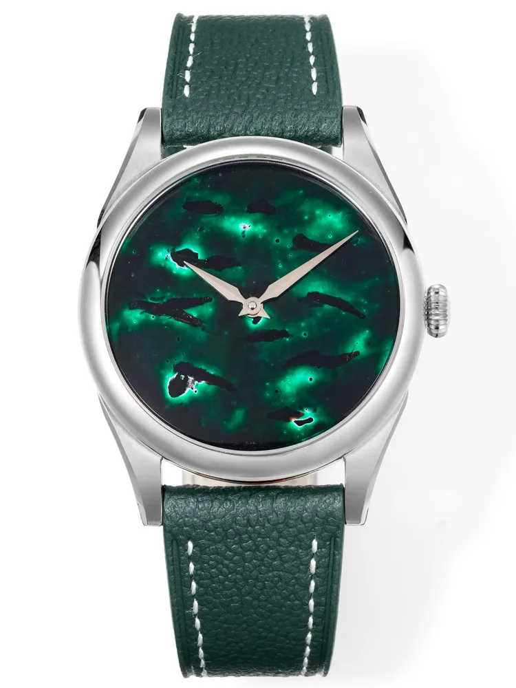 HUASUO Wordless Tianshu Intangible Cultural Heritage Large Lacquer Mechanical Watch Advanced Modern Men's Casual Dress Watch