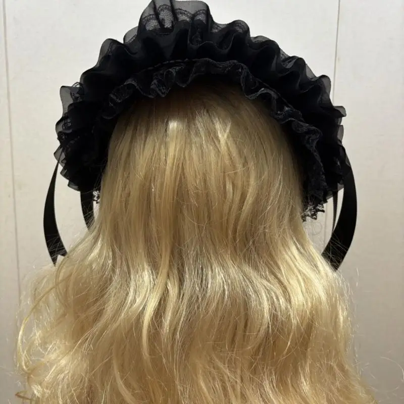 

A52E Готическая тканая соломенная шляпа с кружевной отделкой и бантом для женщин, костюм, событие