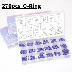270Pcs 18Sizes Air Conditioning HNBR O Rings Car Auto Repair Tools Rubber Air Conditioning Refrigerant Ring Sets Car Tools