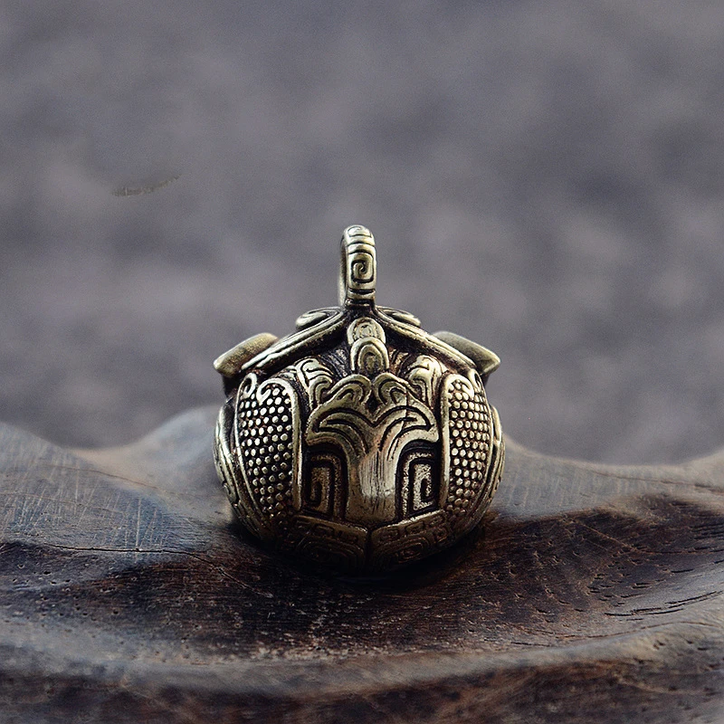Vintage Metal Brass Tiger Key Chains DIY Hanging Jewelry Accessories Figurines Chinese Good Luck Tinkle Bell Charm DIY Keyring