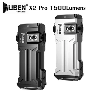 WUBEN X2 Pro ไฟฉาย EDC แบบชาร์จไฟได้ 1500Lumens ไฟฉายกันน้ําแบบพกพาพร้อมจุดและน้ําท่วม, คลิปพ็อกเก็ตและหางแม่เหล็ก