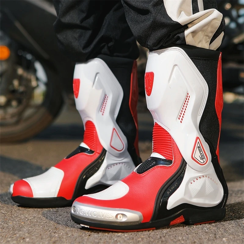 Motorcycle boots new men's plus size outdoor casual riding Competition shoes high top protective anti-collision safety shoes