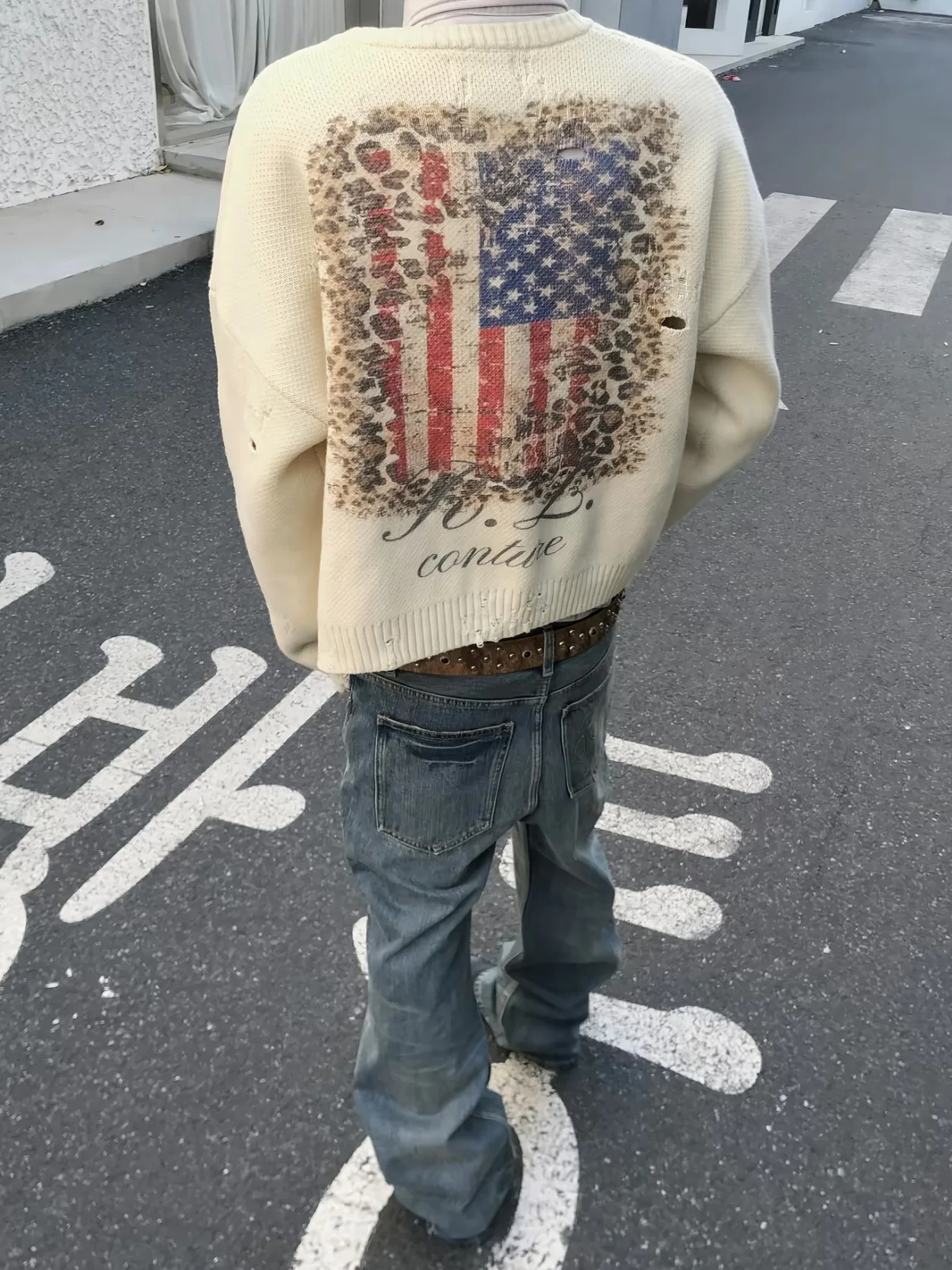 

American Retro Leopard Print Button Knitted Open Cardigan Men's Autumn Winter Loose Warm Versatile Heavy Gauge Sweater