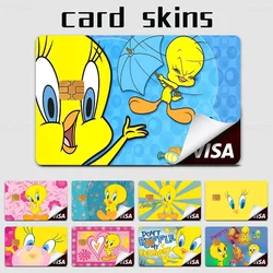 Yellow Cartoon T-Tweetys Bird Anime Matte Front Skin Film Sticker Cover for Small Chip Credit Card Debit Card