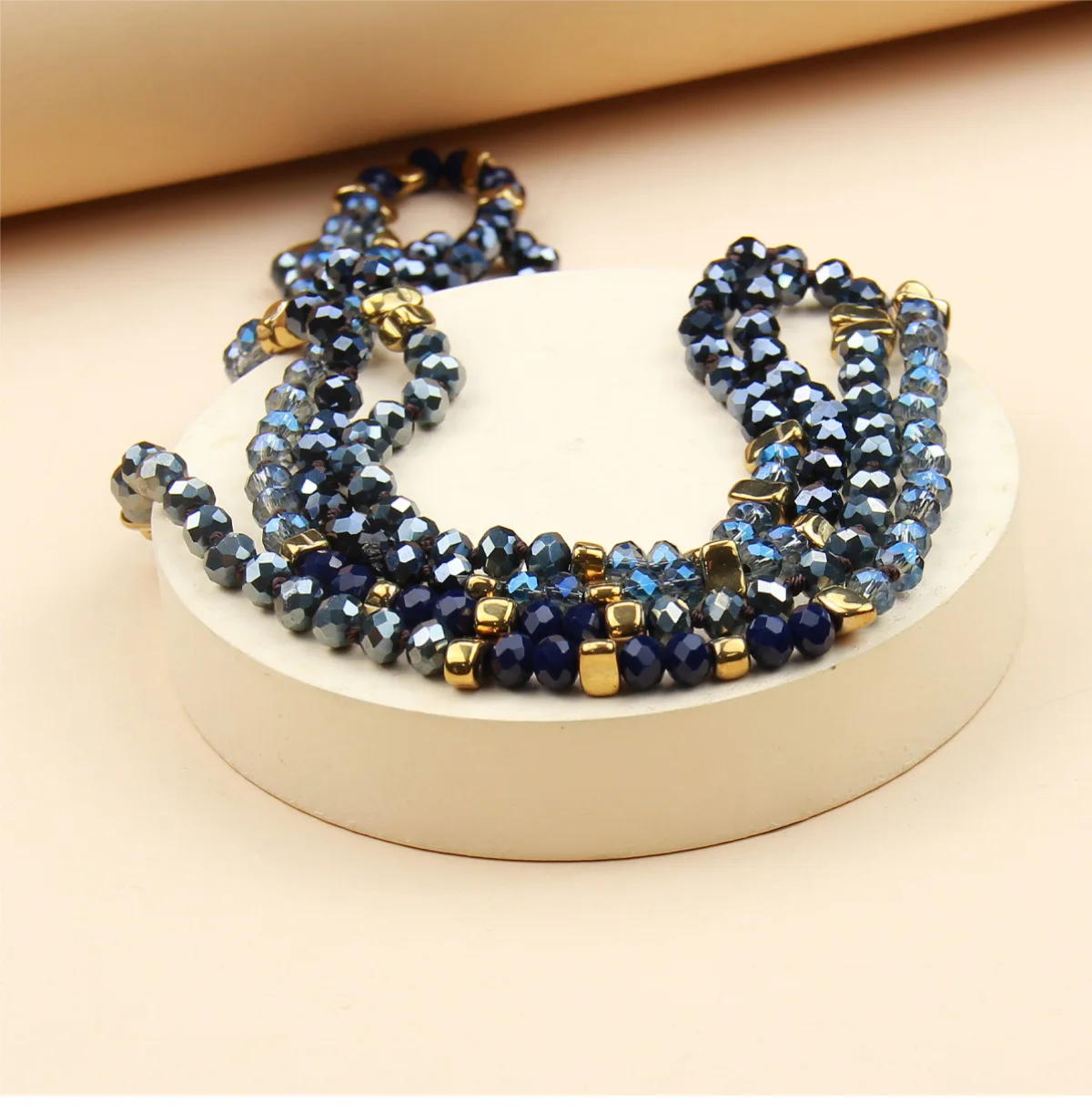 Boho Crystal Necklace For Women Charms Colour Long Beads Double Layer Sweater Chain Bohemia Female Trend Jewelry Gifts