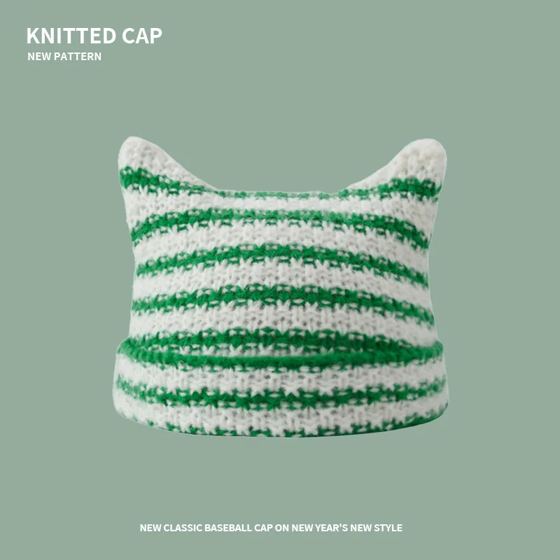 للجنسين القط الأذن شريطية متماسكة قبعة النمط الياباني شتاء دافئ زوجين قبعة الحد الأدنى الطقس البارد في الهواء الطلق قبعة دافئة الموضة #6