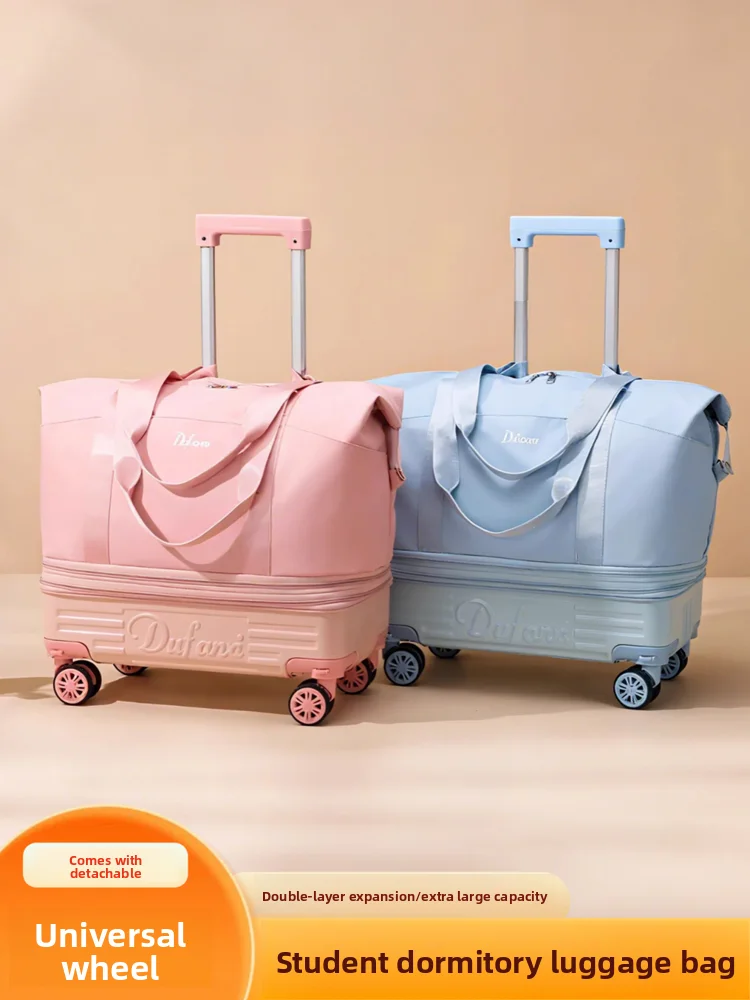 

Durable Ox Cloth Travel Bag with Roller Wheels Large Capaci Waterproof Student Dormi Lage Bag for Outdoor Sports