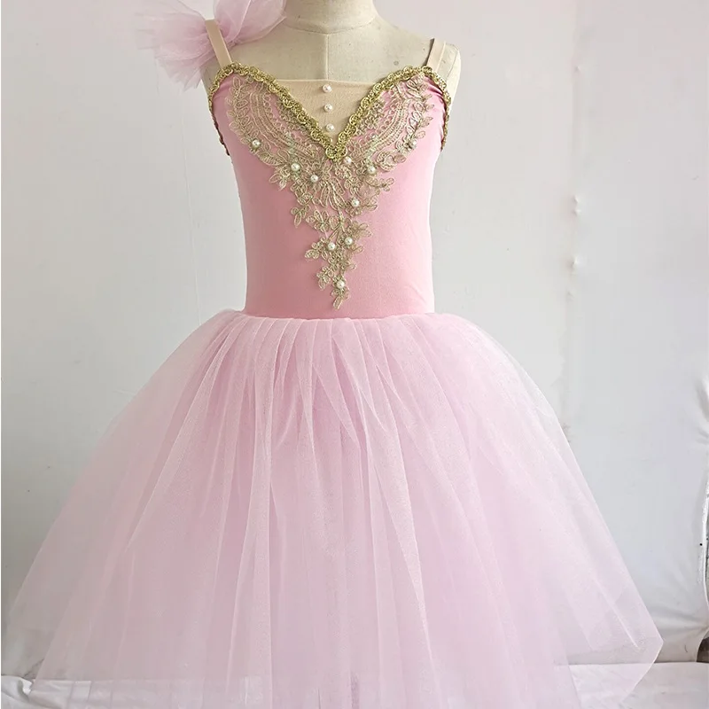 

New cute tutu performance little swan dance puffy suspender girls ballet stage performance suit