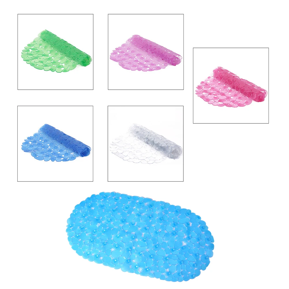 

Non Slip Bath Mat PVC Shower Rug with Suction Cups Bathroom Floor Mats Cobblestone Pattern Eco Friendly Anti Slip Draining