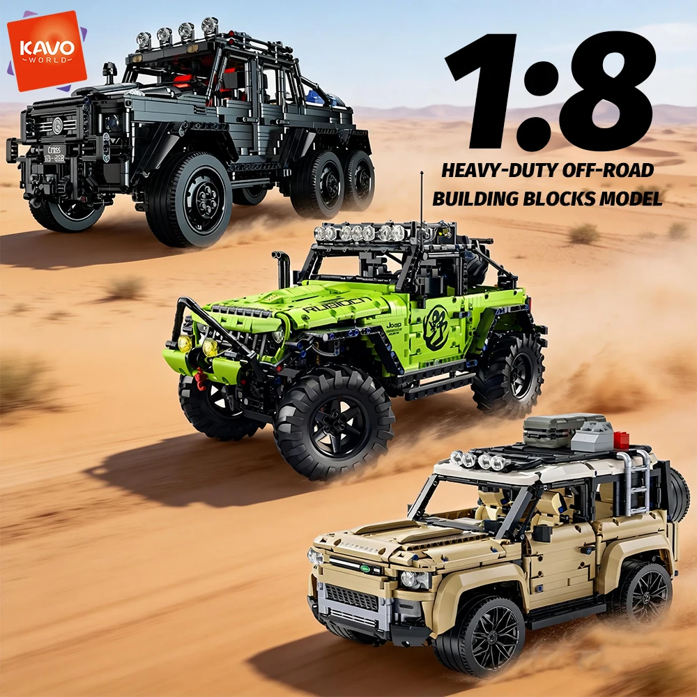 KAVOWORLD Kit de construction de véhicule tout-terrain 1:8, modèle de camion robuste, jouet de collection à expédier, pour les amateurs, décoration de grotte, cadeau