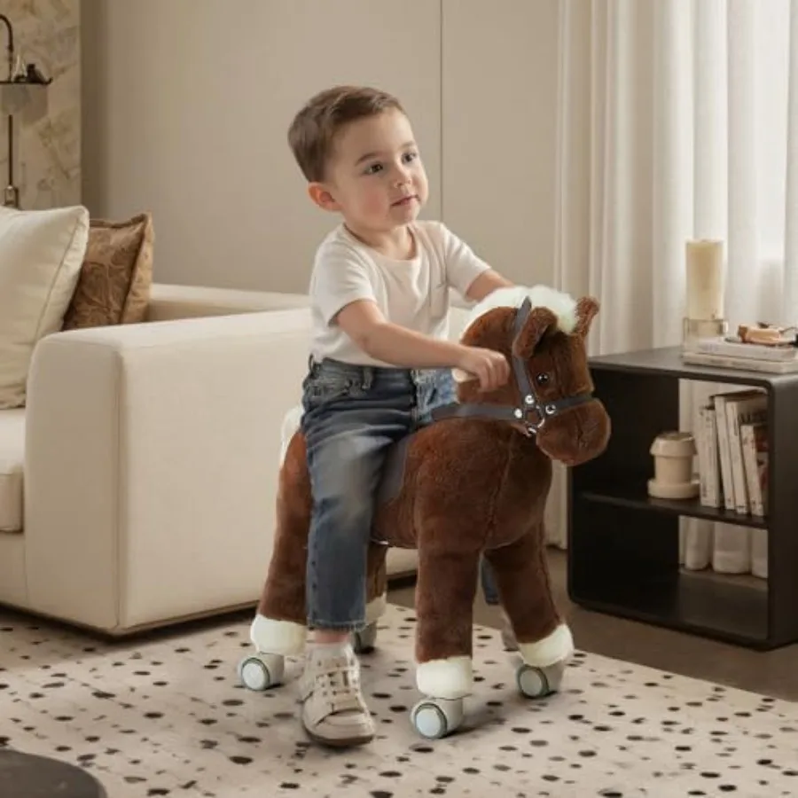 Konik do jeżdżenia dla malucha, mechaniczny konik do jeżdżenia, pluszowa zabawka w kształcie zwierzęcia, konik na biegunach, konik na biegunach dla