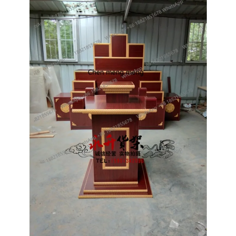 

Buddha statue offering table combination table household four-sided trapezoidal four-sided Buddha statue display cabinet