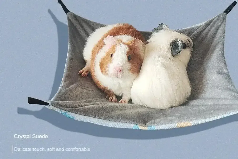 3 Größen Doppelseitige Meerschweinchen-Hängematte aus Eisseide Hautfreundliche Hamster-Hängematte mit 4 Haken zum Aufhängen Kleintierzubehör – Detail 8