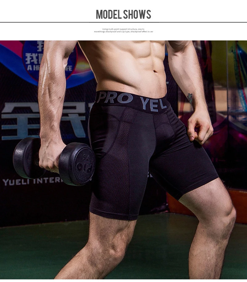 Männer Sport Fitness Shorts Gym Training Schnell Trocknende Kompression Leggings Radfahren Shorts Basketball Laufen Kurze Workout Tight – Detail 11