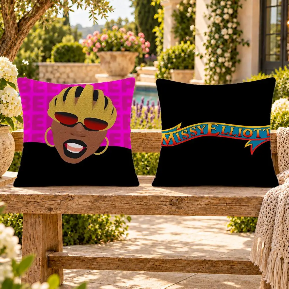 Rapper Hip-Hop Missy Elliott Cushion Cover Soft Plush Throw Pillow Cover Washable Sofa Bed Patio Chair Home Decor