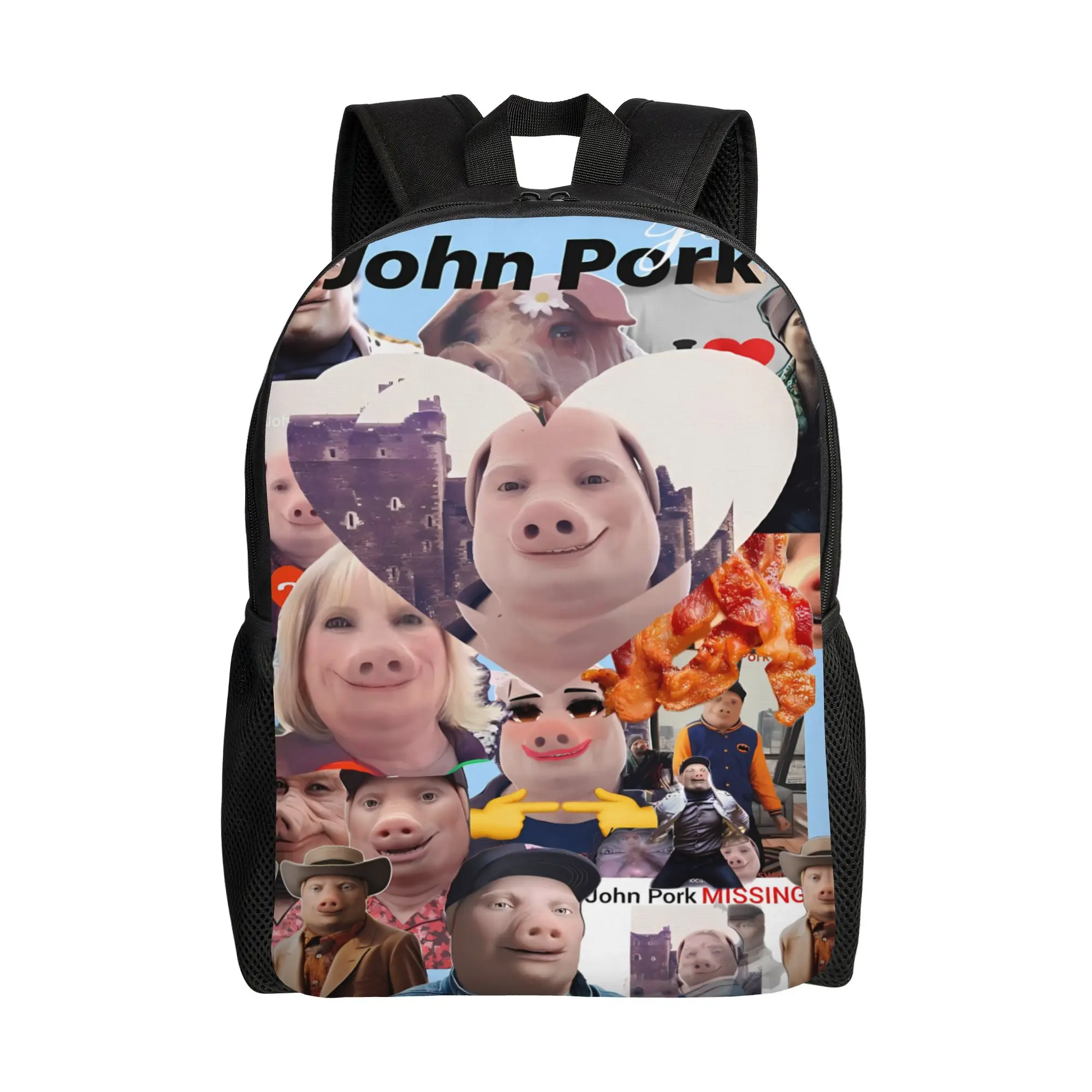 

Забавный рюкзак с мемом «Джон Порк зовет» для мужчин, большой, из полиэстера, эстетичный, для старшей школы, для походов, красочный.