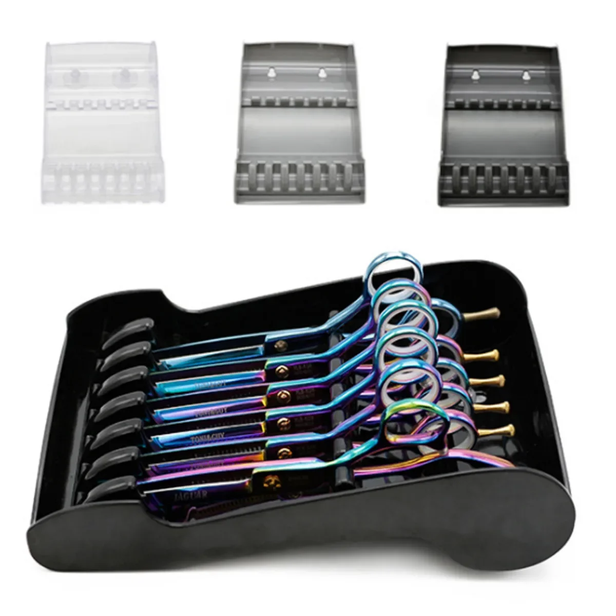 Professional non-slip scissors plastic storage box for hair salon  Hair Scissor Storage Hairdressing Tools Stand Tray Organizer