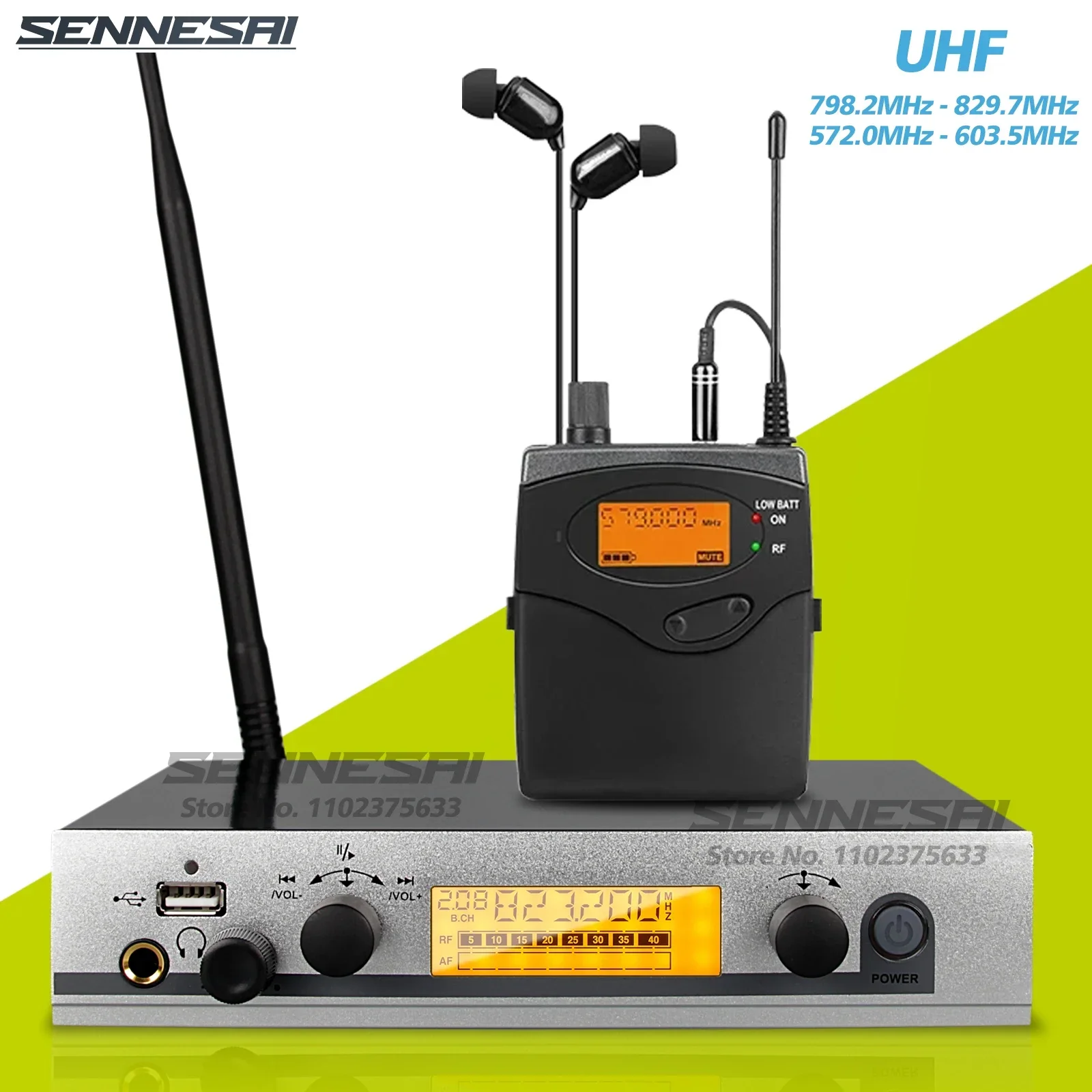 Top Hot,BK530 UHF Wireless In-Ear Audio Monitoring System Available In Multiple Bands For Stage,Concert And Speech，Whole Metal