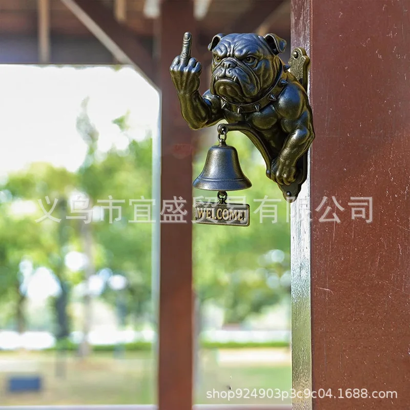 French Bulldog Doorbell Resin Figurine-Artistic Home&Garden Ornament, Cute Dog-themed Door Accessory