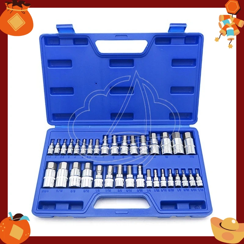Inner Outer Hex Bit Set Ratchet Drive Spanner Multipurpose Maintenance Tools