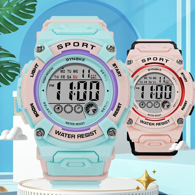 UTHAI CE137 New Candy Colored Student Electronic Watch Fashion Sports Waterproof Multifunctional Male Female Watch for Children