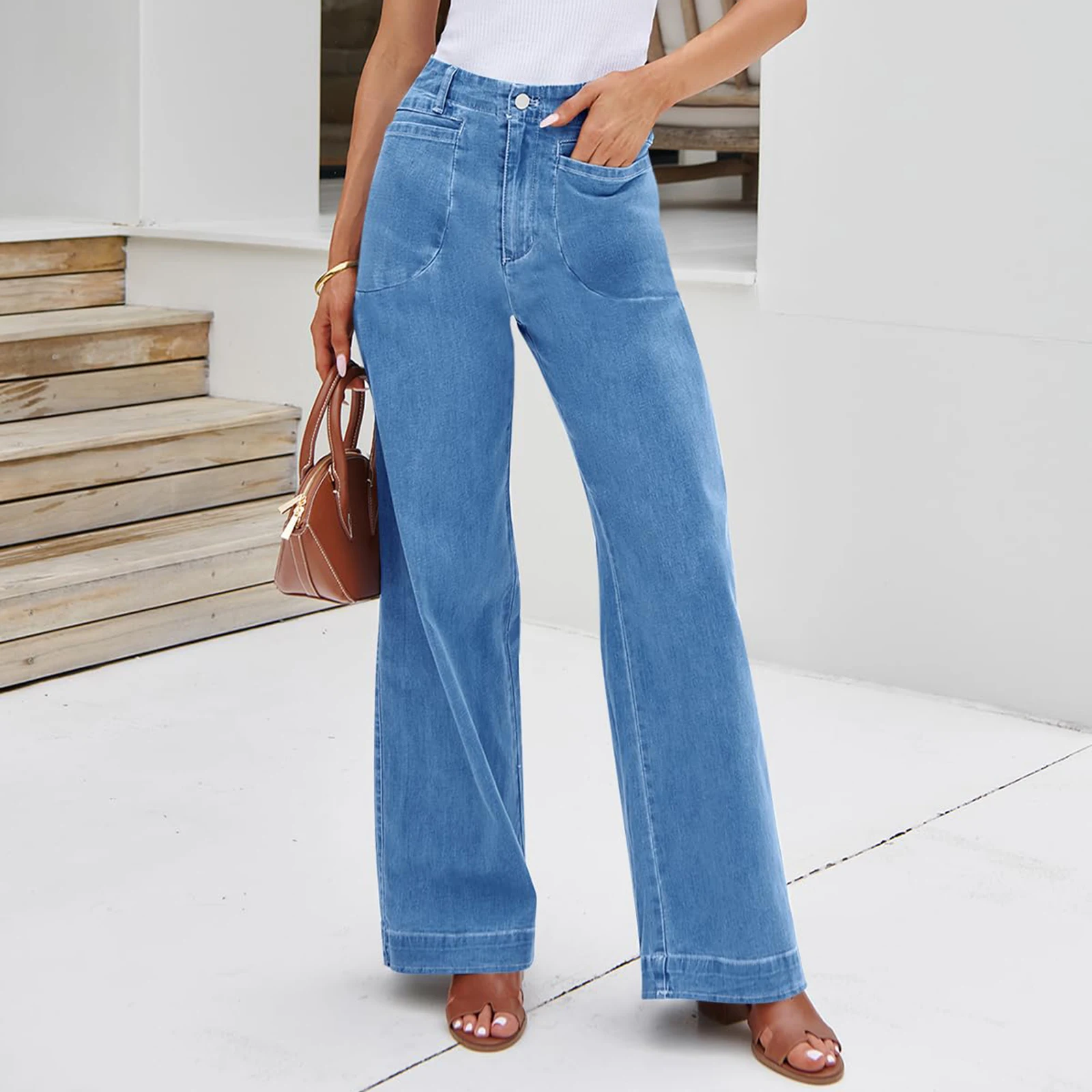 

Женские модные свободные широкие джинсовые джинсы с высокой талией, повседневная уличная одежда, удобные повседневные брюки в винтажном стиле