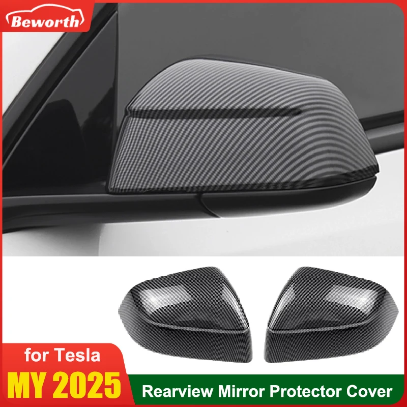 

For Tesla Model Y Juniper 2025 Model 3 Highland Rearview Mirror Cover ABS Carbon Fiber Side Rear View Caps Exterior Accessories