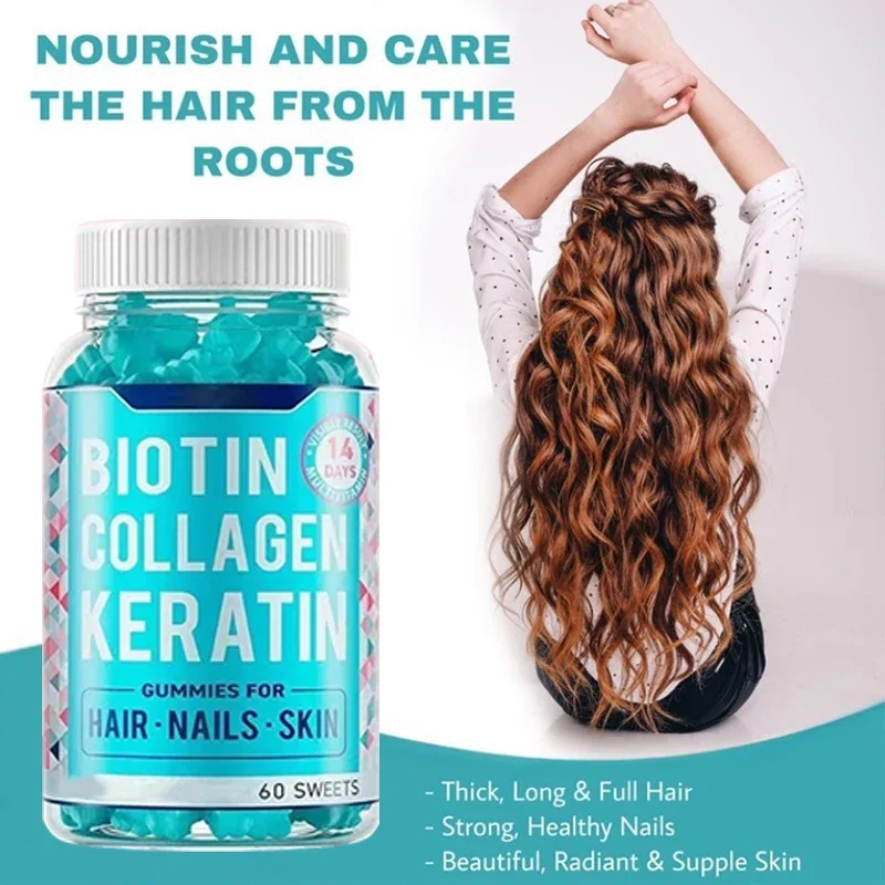 1 Bottle Biotin Hair Jelly Nourish Care The Hair From Root Make Hair Thick Have Strong Healthy Nails Health Food