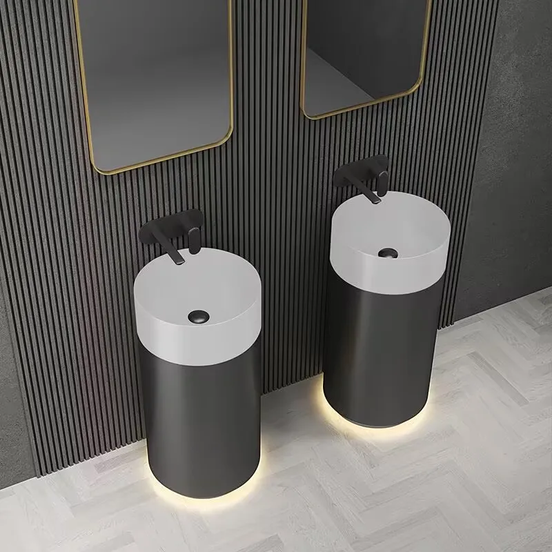 304 Stainless Steel Kick Resistant Wash Basin Nordic Column Basin Bathroom