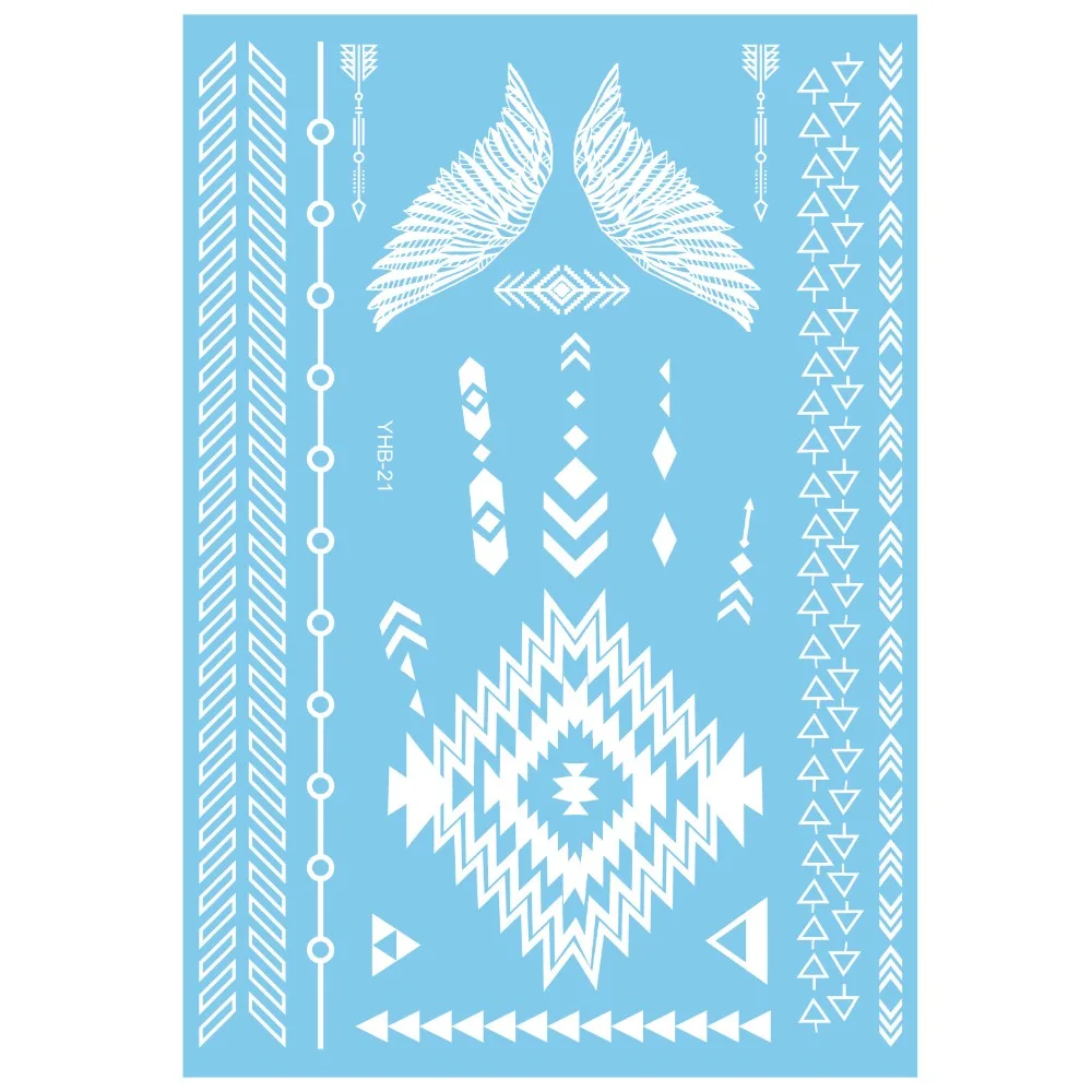 Waterproof White Tattoo Stickers Long-lasting Ethnic Style Temporary Tattoo Stickers Lace Flower Butterfly Tattoo Stickers Party