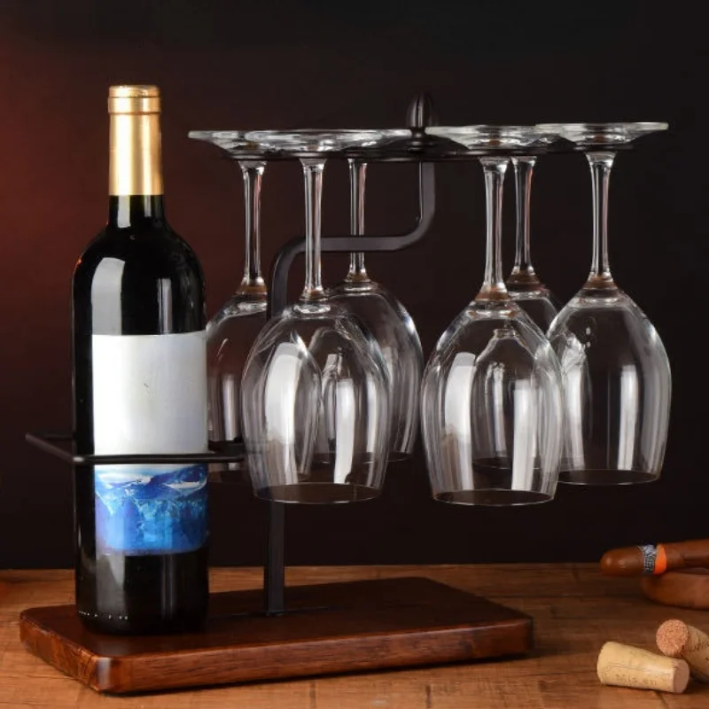 New Style Multi-Purpose Integrated Wine Rack Can Hold 6 Cups Bottles Decanter Storage Rack Family Bar Ornames Cup Shelf