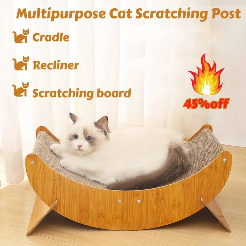 Cat Scratcher Cardboard With Solid Wooden Frame Lounge Couch Nest Play Grinding For Cats Multipurpose 4 in 1 Toys