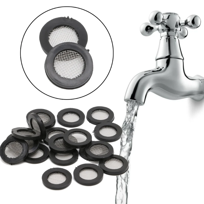 20 Miếng Thép Không Gỉ Lọc Màn Hình Cao Su Vòng Máy Giặt Lọc Gioăng Cao Su Máy Giặt Cho Vòi Nước Tắm Thả con Tàu