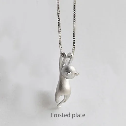 Women's 925 Sterling Silver Cute Cat Necklace & Pendant