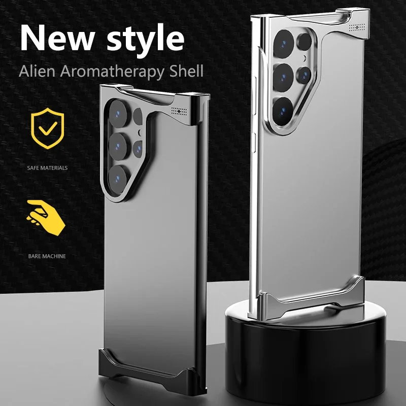 

Irregular Metal Bumper Phone Case For Samsung Galaxy S22 S23 S24 S25 Ultra Plus Aluminum Cooling Shockproof Cover For S25Ultra