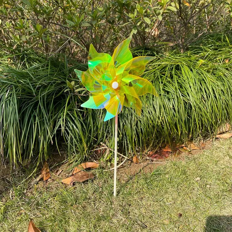 Multicolor Reflective Pinwheels Wind Spinner, Extra Sparkly Pinwheel With Stakes, Bird Repellent Blinder Devices Durable