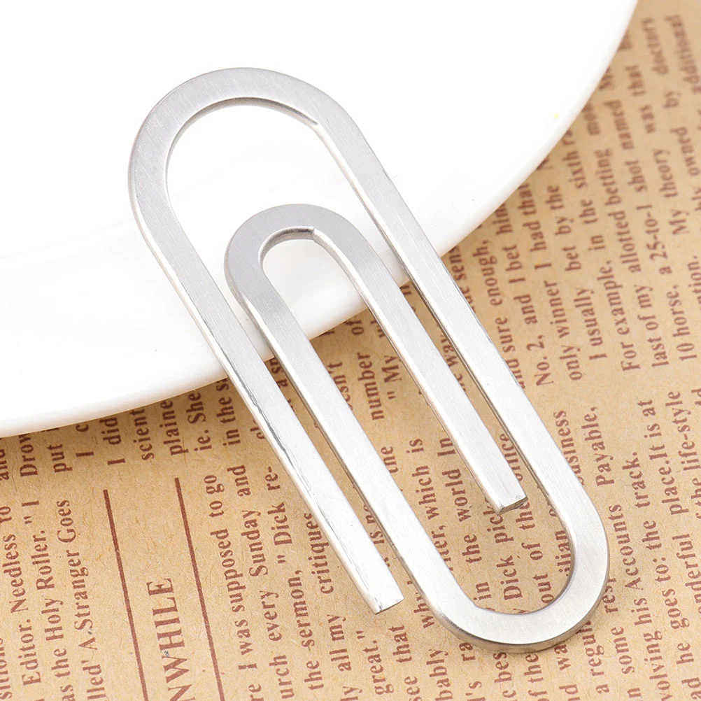 2 Pcs Portable Paper Clip Man Paperclips 650X250X020CM Stainless Steel File Holder