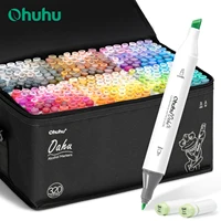 Ohuhu Oahu-Juego de rotuladores de 320 colores, marcadores artísticos con Alcohol, bolígrafo de fieltro de doble punta, dibujo de bocetos, Graffiti, Manga, suministros de arte escolar