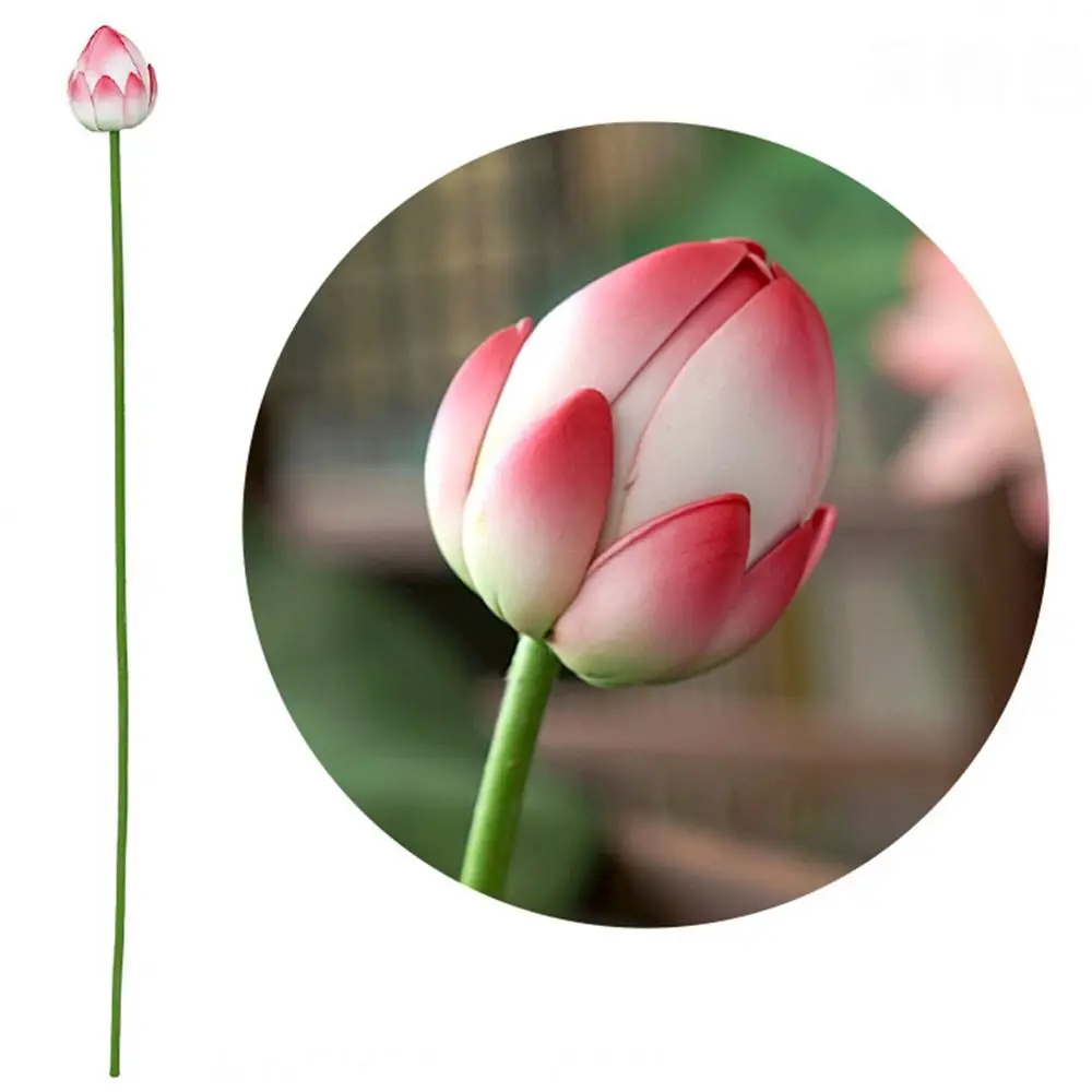 

Artistic Landscape Artificial Flower DIY Decoration Long Stem Simulated Lotus Flower EVA with Rod Lotus Leaf Garden Supplies
