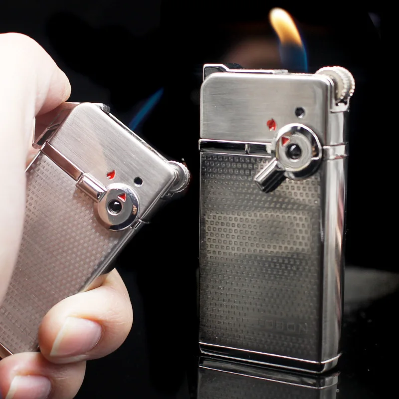 New  Jobon Double Flame Deformation Wheel Lighter Metal Blue Flame Cigar Inflatable Windproof Lighter Smoking Men Exquisite Gift