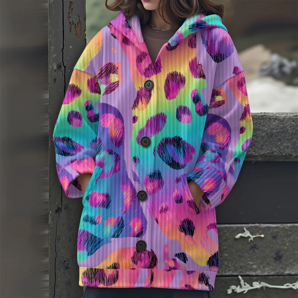2025 New Women's Long Sleeve Hooded Sweater Casual Stylish Knit Tunic Top Oversize Pullover Streetwear